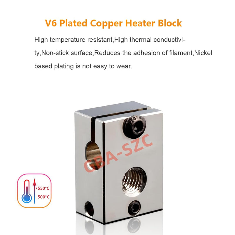 Upgrade Prusa i3 MK3s+ Hotend Plated Copper 24V 40W Kit,V6 Bi-Metal Heatbreak,Plated Copper Heater Block,Plated Copper Nozzle 0.4mm for Prusa i3MK3,MK3S,MK3S+3D Printer for V6 Hotend Kit. Prusa MK3 Hotend Plated Copper Nozzle Kit