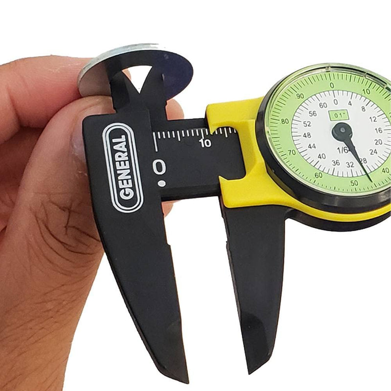 General Tools 142 Plastic Dial Caliper, 0-6" Range, .01" & 1/64" Standard