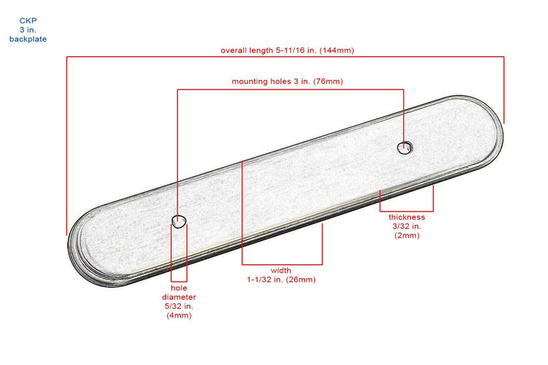 CKP Brand #300 3 in. (76mm) Oval Backplate, Brushed Nickel - 25 Pack