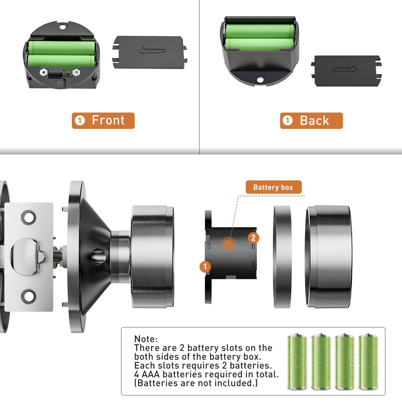 Signstek Keyless Entry Door Lock, Door Knob with Keypad, Smart Code Door Lock, Mute Mode, Passage Function, Easy to Install, Satin Nickel