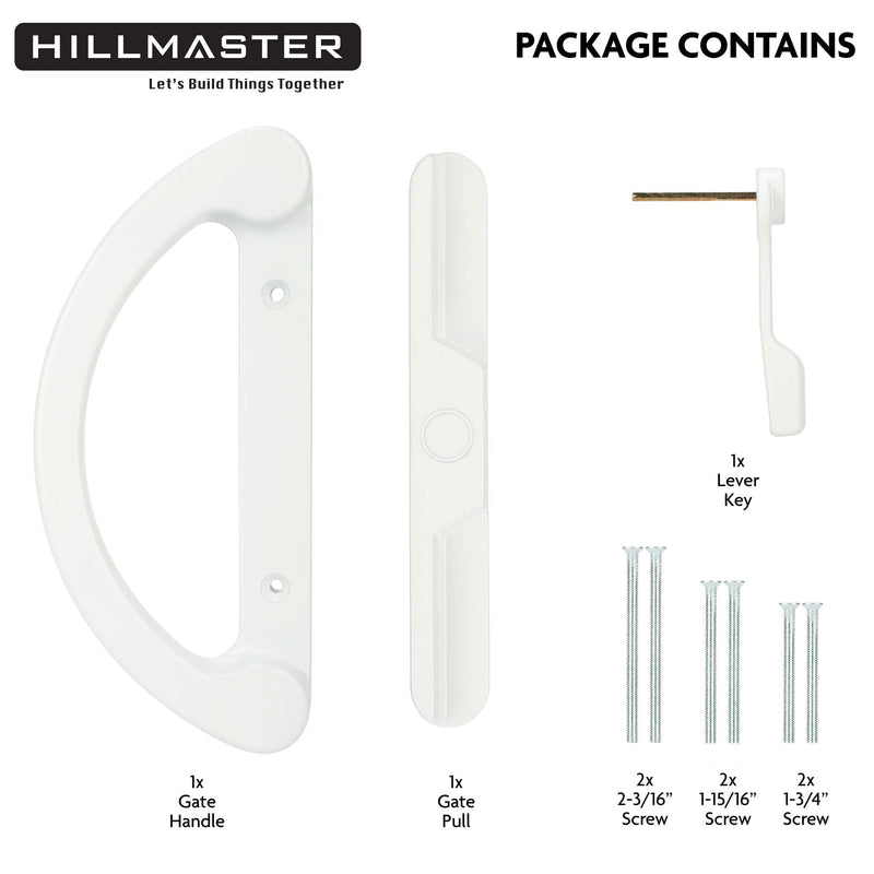 Patio Sliding Glass Door Handle Replacement Set Mortise Style Reversible Design Non-keyed Sliding Patio Door Handles, White Diecast Finish Fits 3-15/16” Screw Hole Spacing Handle Set+Latch Lever