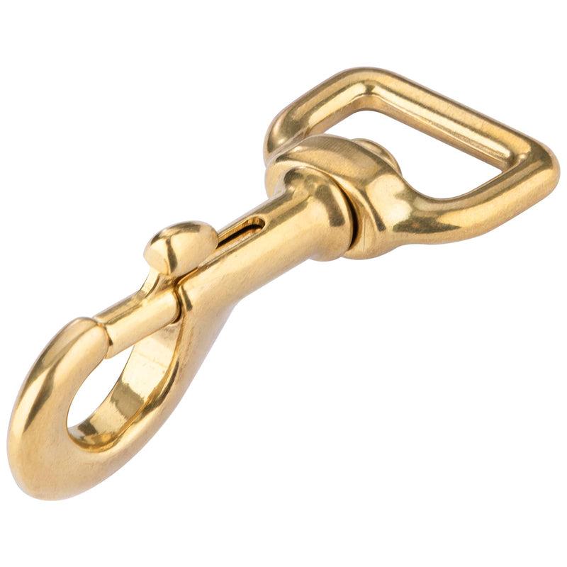 3-1/8 inch Solid Brass Swivel Bolt Snap Hooks 7/8 inch Square Swivel Eye Single Ended Trigger Clips Keychain Holder for Leathercrafts, Dog Collar, Pet Leash, Flag Halyard and More (2 Pieces)