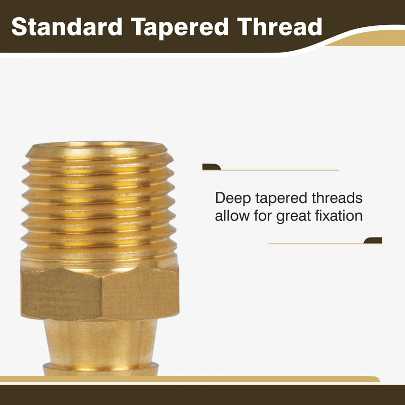 3/8" Barb x 1/4" NPT Male Pipe, Brass Hose Barb Fitting for Air, Gas, Fuel, Oil (2 Pack) 3/8" Barb x 1/4" NPT Male 2 Pack