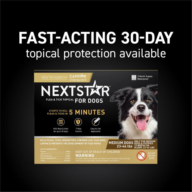 CAPSTAR Flea Treatment for Dogs Over 25 lbs (6 Doses) + NEXTSTAR Flea and Tick Prevention for Medium Dogs 23-44 lbs (3 Doses) Bundle