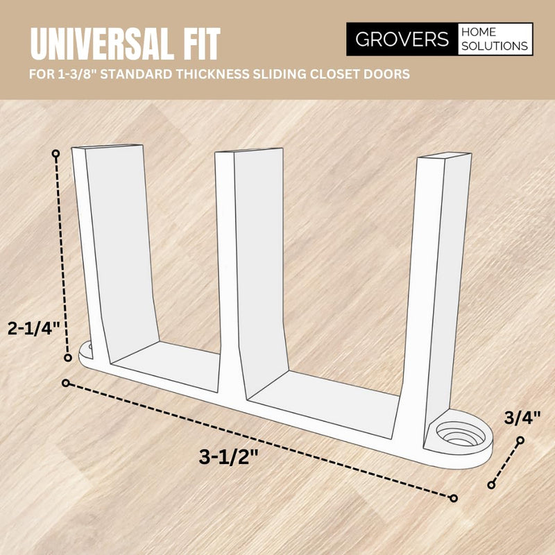Sliding Closet Door Floor Guide Bracket | Universal Fit for 1-3/8" Width Doors (White) | Grovers Home Solutions White