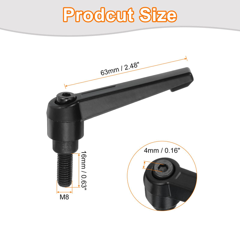 uxcell 2Pcs M8 x 16mm Adjustable Knobs Handle Male Thread Push Button Ratchet Quick Release Locking Rotating Bolt for Lathe Machinery, Black