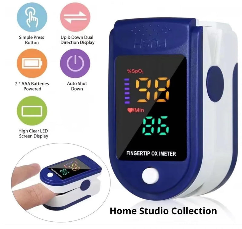 Finger Pulse Oximeter Larger Display Blood Oxygen Monitor with Batteries and Lanyard Included Fingertip Pulse Oximeter Color: Navy Blue