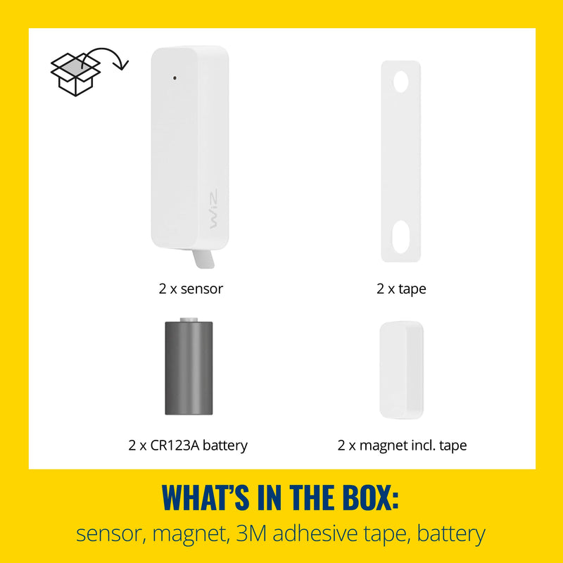 WiZ Connected Contact Sensor 2-Pack - Home Monitoring, Home Automation, Real-Time Alerts, Light Alarms, Easy Setup 2 Pack