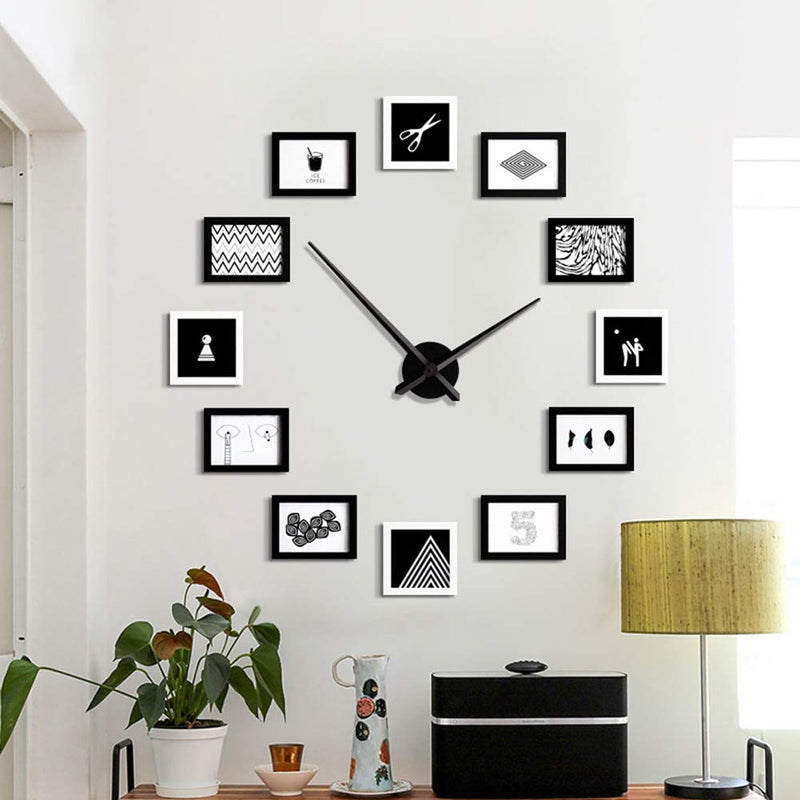 AILILIFE 3D Clock Hands, DIY Large Clock Movement Mechanism with 12 Inch Long Spade Hand, 3D Wall Clocks Home Decor Alat001-black