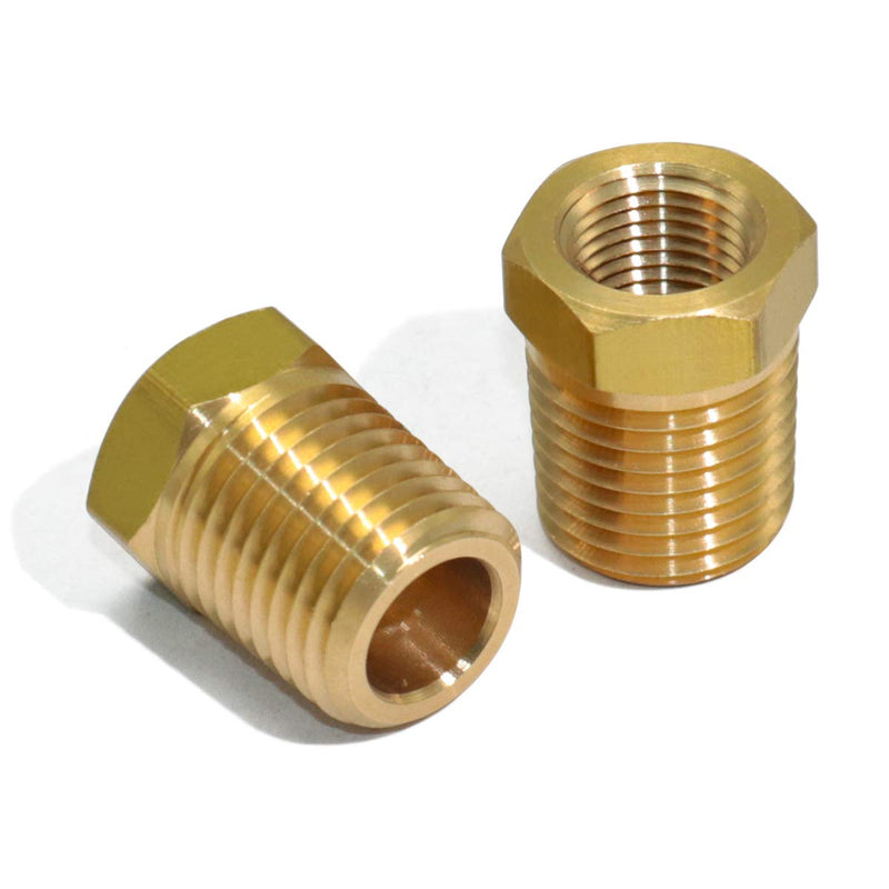KOOTANS 4pcs Heavy Duty 1/4 NPT Male Thread to 1/8 NPT Female Thread Brass Reducer Hex Bushing Brass Fitting Pipe Hose Tube Adapter Convert 1/4 x 1/8 NPT (O.D x I.D: 1/2'' x 3/8'')