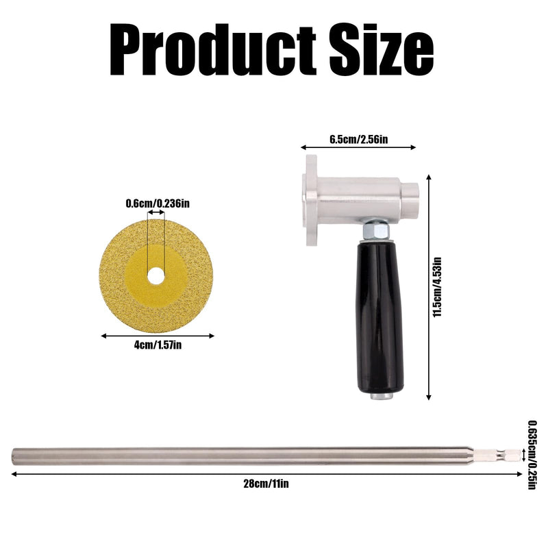 PVC Inside Pipe Cutter, Including Diamond Grit Wheel & Handle 1-1/2" to 8" Adjustable Pipe Diameter 7" Cutting Depth 1/4" Hex Shank for Impact Drivers & Drills