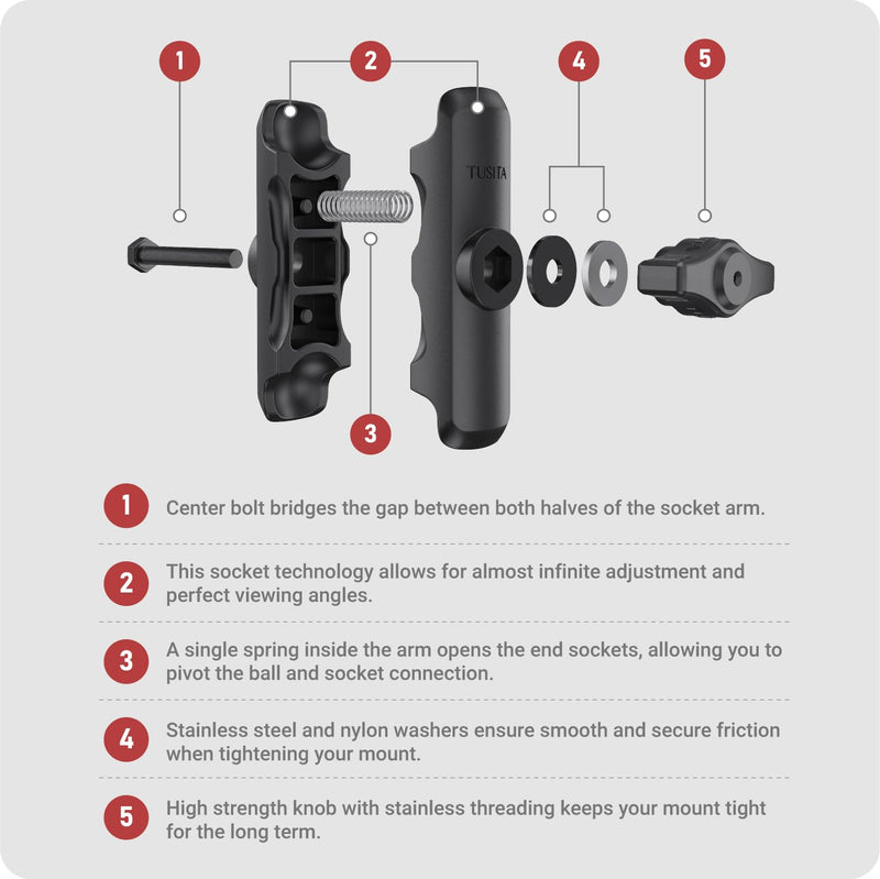TUSITA Track Ball Double Ball Mount with Spine Clip Holder Compatible with Garmin Handheld GPS