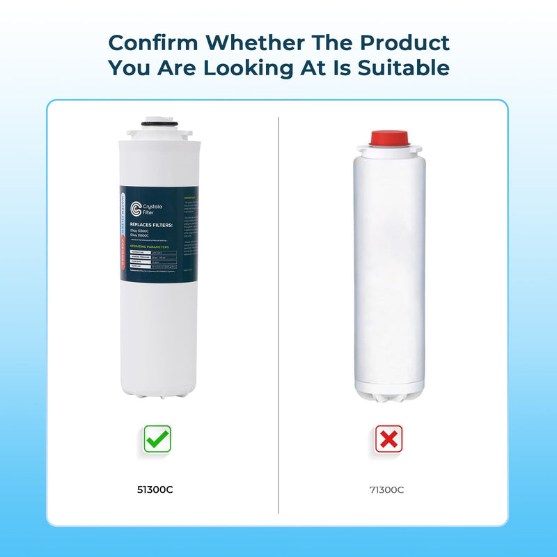 Crystala Filters 51300C Water Filter Compatible with Elkay Halsey, 1-Pack