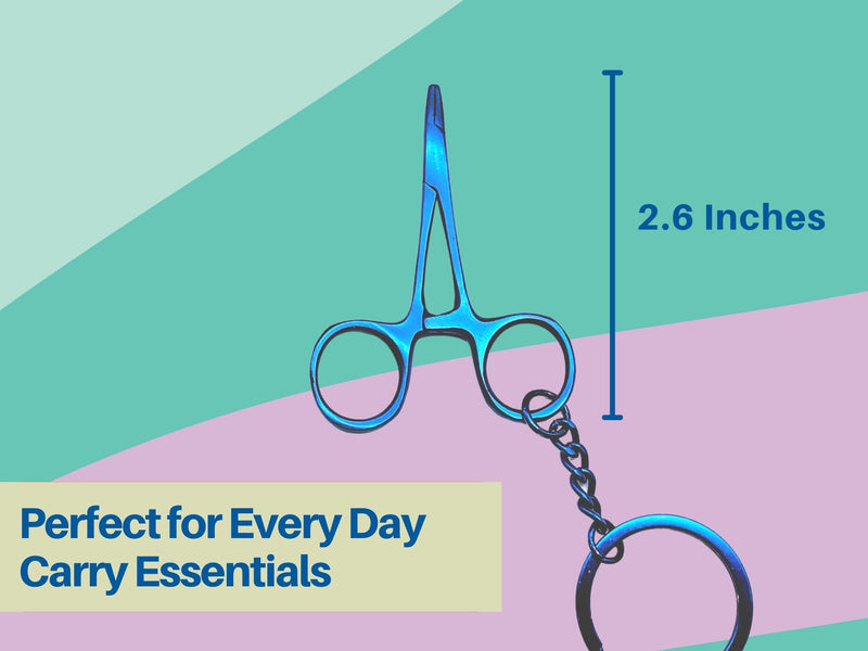 Artman Instruments Hemostat Mayo Hegar Mosquito Forceps Keychain - Stainless Steel Novelty Gift for Medical Professionals, Dentist, Fish Clamp Forceps (Blue) Blue
