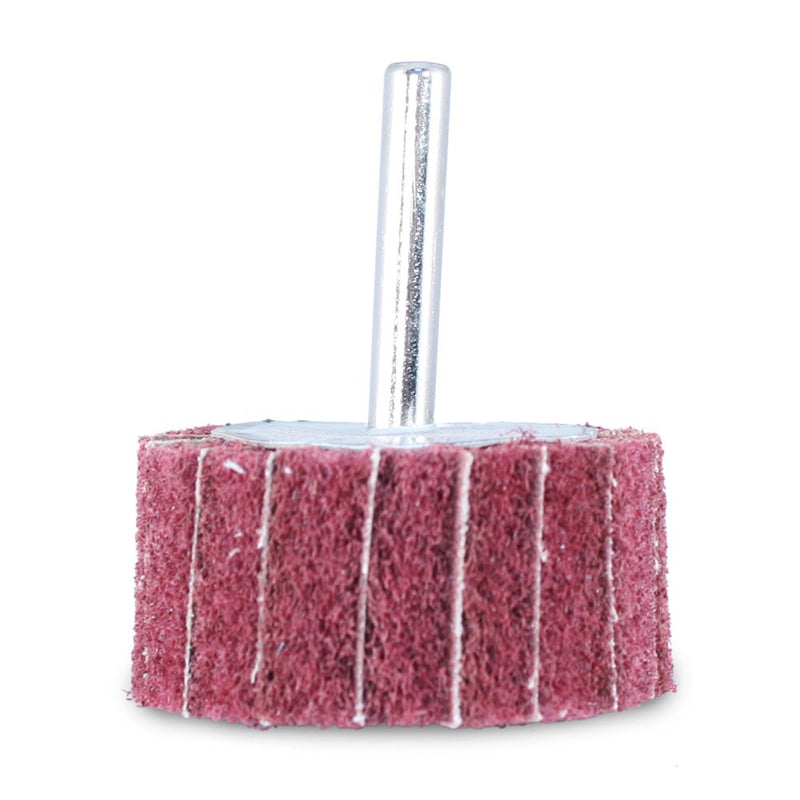 BHA Mounted Interleaf Flap Wheels for Sanding and Finishing, 2” x 1” x 1/4”, Red (Medium) - 5 Pack