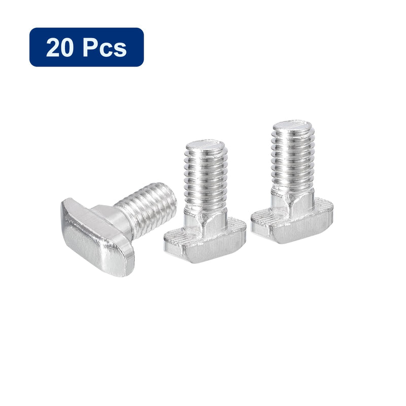 uxcell 20Pcs T-Slot Bolts, M8 x 16mm Hammer Head Bolt T Screw Drop-in Stud for 4040 Series T-Slot Aluminum Extrusion Profile, 304 Stainless Steel, Silver M8x16mm 20
