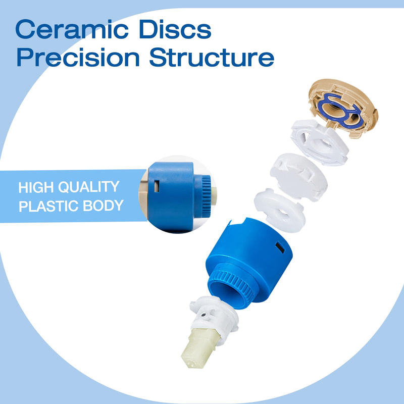 35mm Ceramic Faucet Cartridge Replacement for Single Handle Kitchen Basin Shower Faucet Part, Ceramic Faucet Valve, Hot and Cold Water Control, Universal Fit 35MM