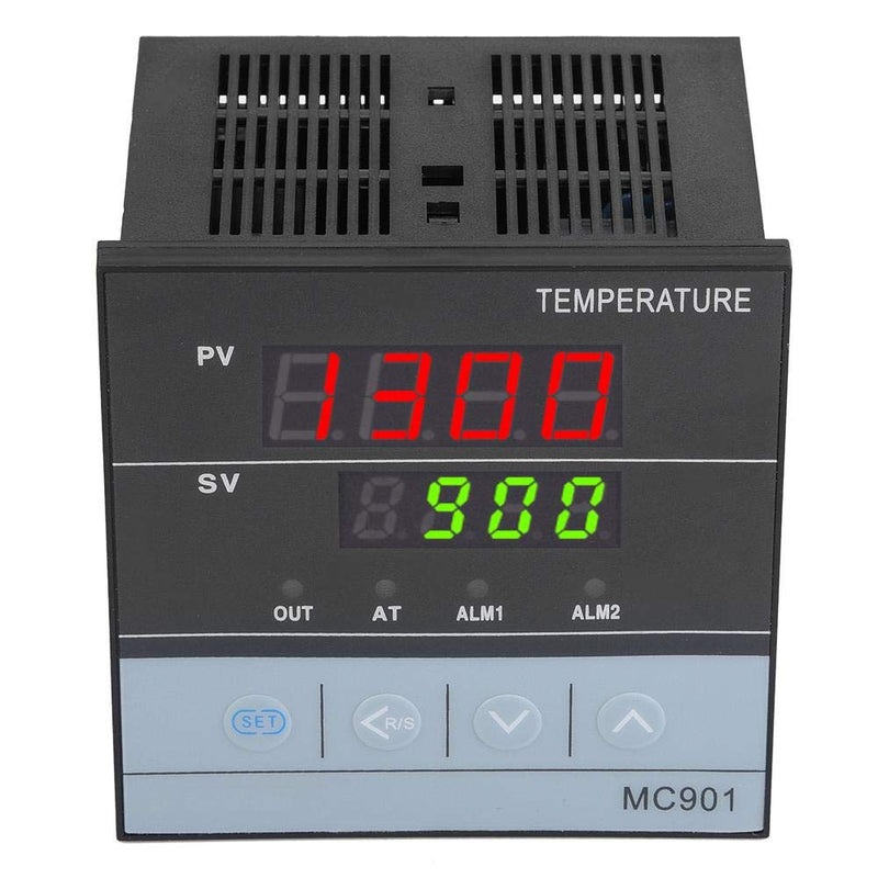 MC901 Digital Temperature Controller, PID K Type Thermostat PT100 Sensor Input Relay SSR Output ℃/℉ Temperature Display High High Sensitivity with 2 Bolts