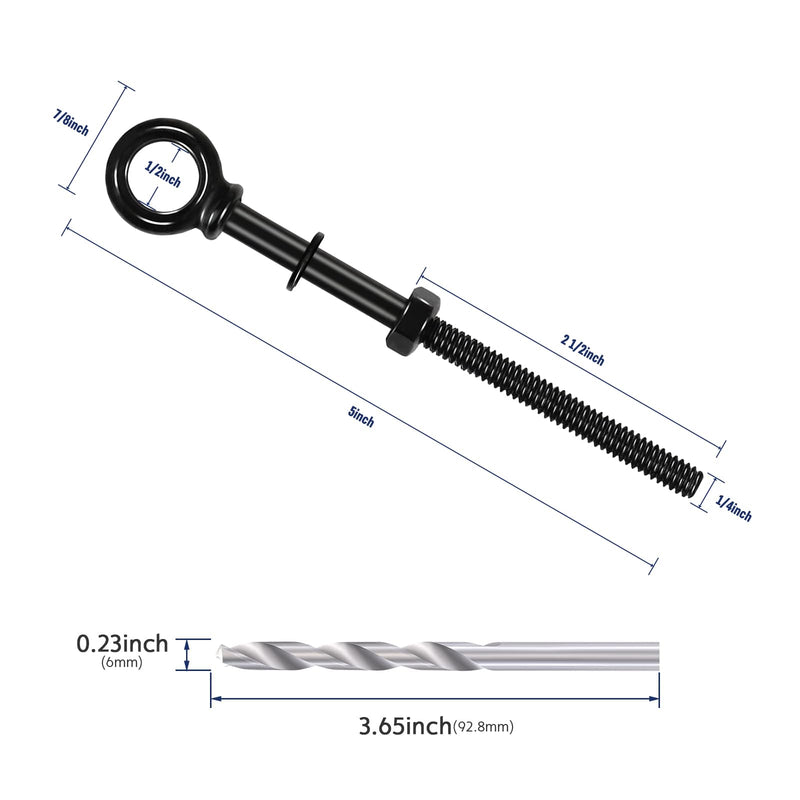 5 Pack Eye Bolt, 1/4” x 5" T316 Stainless Steel Eyebolts, Heavy Duty Shoulder Lifting Ring Threaded Eyebolts with Nuts and Washers HF038B 1/4"×5" 5 Pack