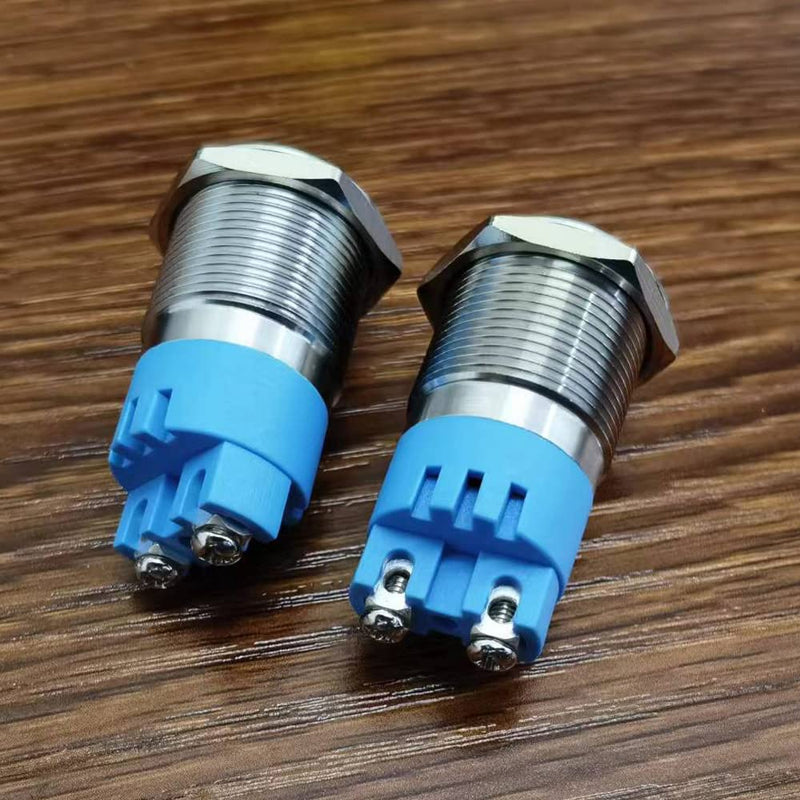 2pcs AC/DC 24V 19mm Waterproof IP65 Stainless Steel Red LED Flash Alarm 90dB Indicator Light with Lamp Buzzer, for Electrical Control Panel, DIY Project red LED 19mm-24v