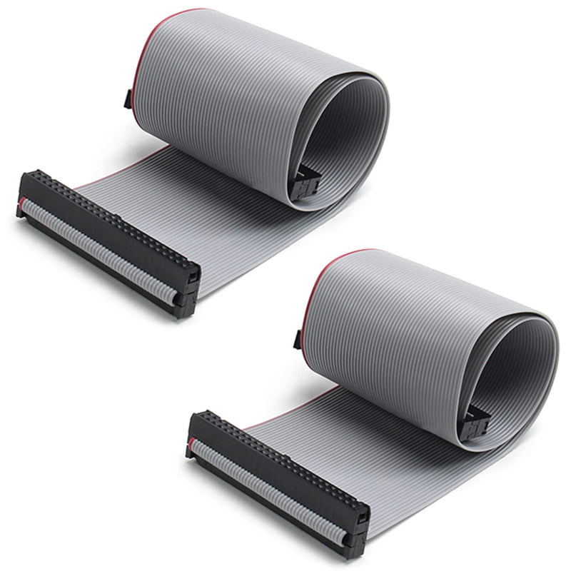 Fielect 2pcs IDC 50 Pin Connector Gray Wire Flat Ribbon Cable Connector Length 30cm 2.54mm Pitch