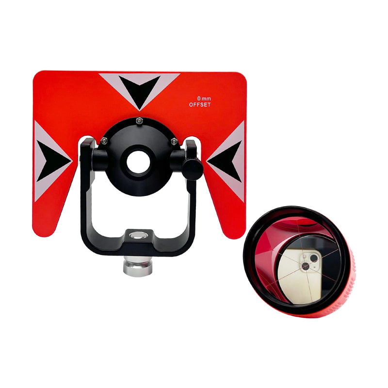 Surveying Metal Single Prism with Soft Bag, 0/-30mm Total Station Prism with 5/8x11 Female Thread for Total Station Surveying
