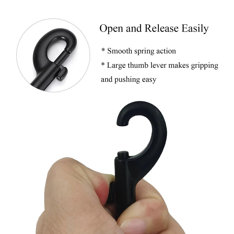 2Pcs 3.5-inch Double Ended Snap Hooks, Black Heavy Duty Double-Ended Bolt Snap Hook Double Sided Clip Zinc Alloy Metal Trigger Clip Snap Hook for Chain Latch Dog Leash Pet Feed Bucket, SATONBEYI 3.5inches-2P