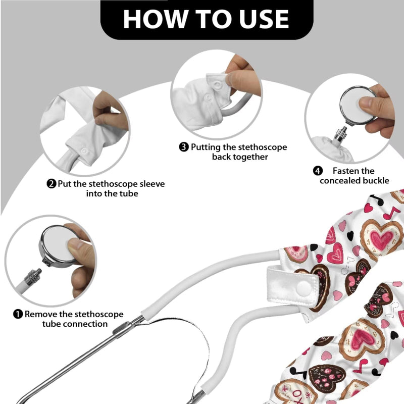 Rnyleeg Cute Heart Stethoscope Cover Sleeve for Women 2-Piece Stethoscope Sleeve Slim for Nurse Stethoscope Accessories for Work