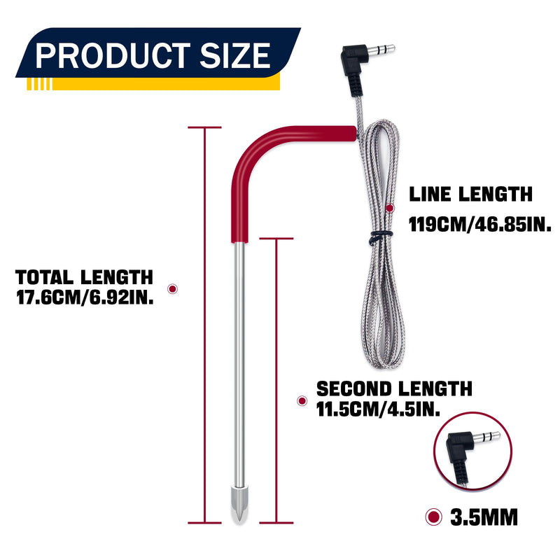 2 Pack Replacement Meat Probes for Traeger Pellet Grills - Waterproof BBQ Thermometer Sensors,3.5mm Plug, Includes Stainless Steel Clips and Grommets