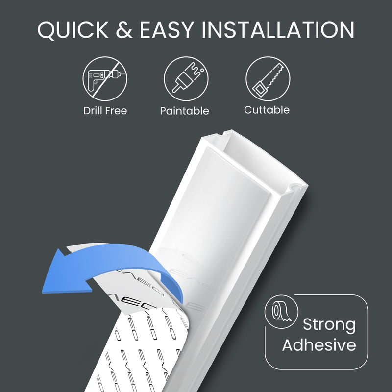 EVEO Cable Hider, 300” Cord Hider, One-Cord Covers for Wires on Wall, Cable Raceway Cord Hider Wall, Cable Cover, Cable Concealer, Wire Covers for Cords - 18x (L17” W0.59 H0.4) - White Small