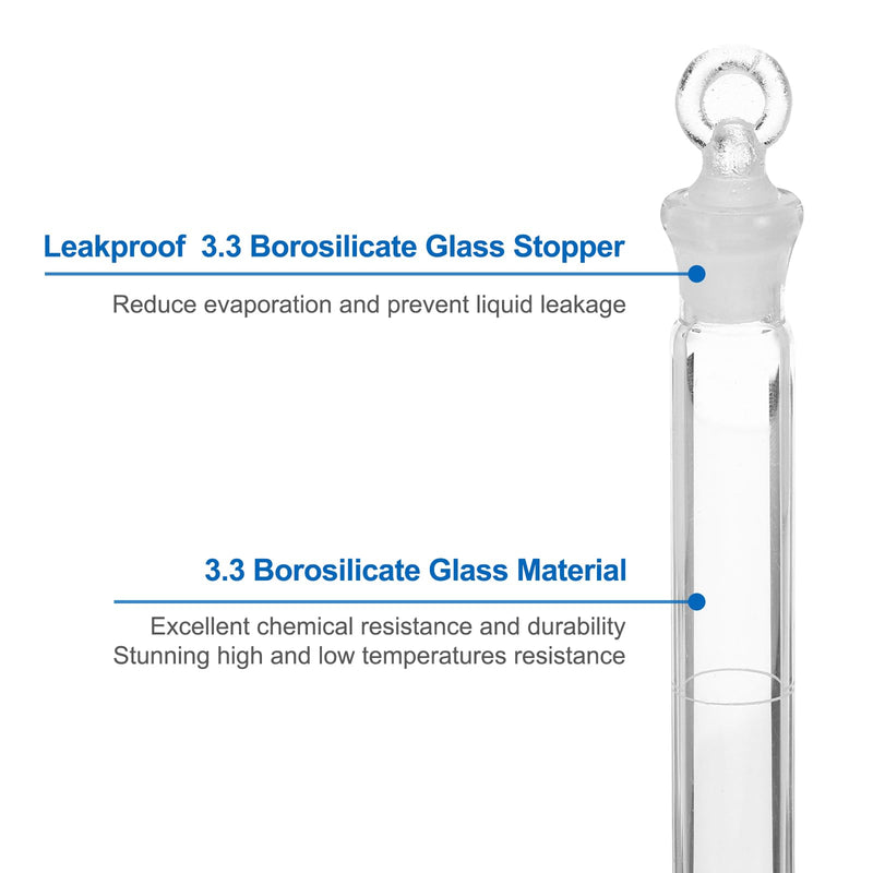 PATIKIL 50ml Volumetric Flask, 10Pcs 3.3 Borosilicate Glass Graduated Volumetric Measuring Flask with Glass Stopper Tolerance 0.12ml for Lab Experiment, Clear