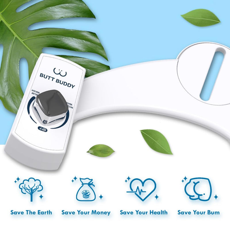 BUTT BUDDY - Bidet Toilet Seat Attachment & Fresh Water Sprayer (Easy to Install, Universal Fit, No Plumbing or Electricity Required | Self-Cleaning Nozzle, Adjustable Pressure Control, USA Stock) 1