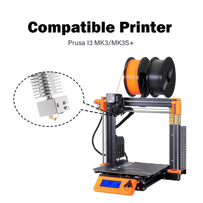 Hotend for Prusa I3 MK3 Print Head Printhead Heatsink Heat Break Extruder Kit with Extra 0.2MM 0.4MM 0.6MM Nozzles for Prusa I3 MK3/Prusa I3 MK3S+ 3D Printer Hotend Replacement Hotend for I3 MK3