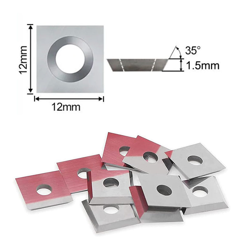10PCS 12x12x1.5mm(Thickness) Carbide Inserts Cutters for Slab Flattening Router Bit, 4-Cutting Edge(Reversible), Standard Square Replacement Blade for Surfacing Router bit 10PCS 0.47"x0.47"x0.06"