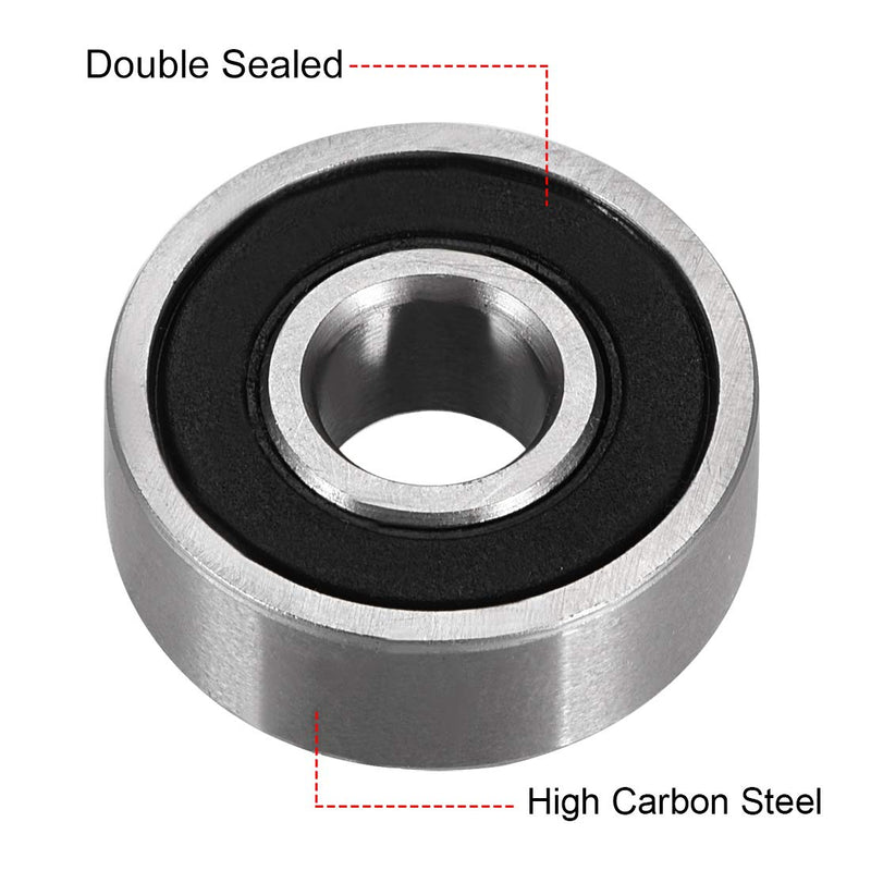 uxcell 606-2RS Deep Groove Ball Bearing Double Sealed 180016 6mm x 17mm x 6mm High Carbon Steel Z1 Bearings Pack of 10 6mmx17mmx6mm