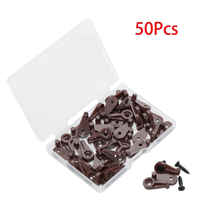 50 Pack Brown Glass Retainer Clips，Versatile Clips for Windows, Mirrors, Cabinet Doors, and More， Securely Hold Screens and Glass Panels（Includes Black Screws）