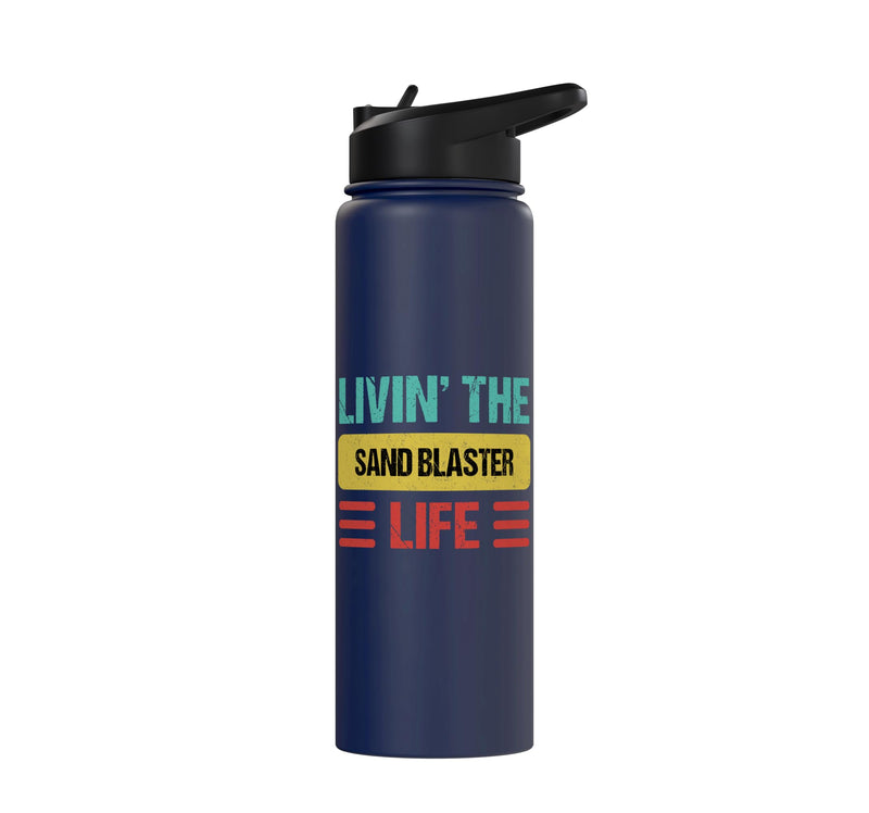 Sand Blaster Stainless Steel Insulated Water Bottle Navy Blue 30 Ounces