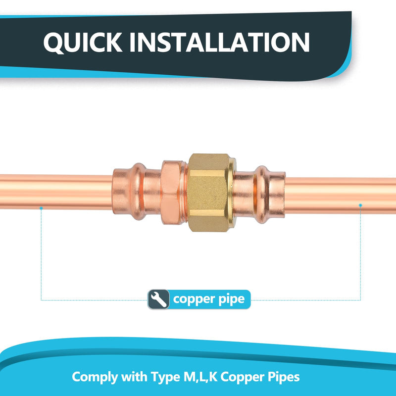 1Pack Seelink 1" Copper Press x 1" Copper Press Union Coupling(PRESS070-1) 1" x 1"