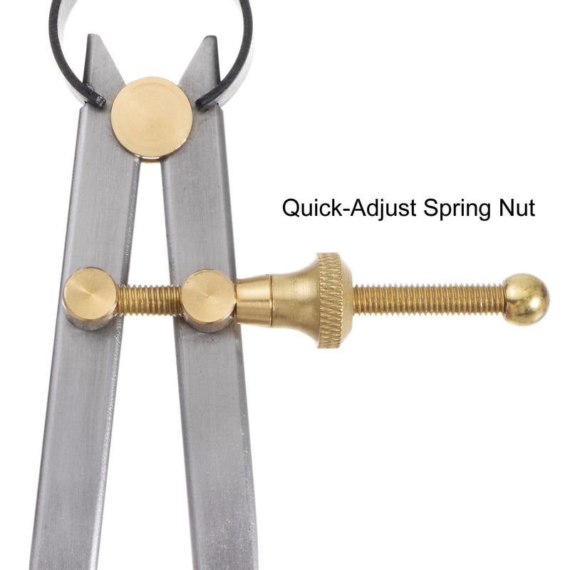 HARFINGTON Spring Joint Caliper 16 inch / 400mm Steel Spring Inside Caliper with Brass Fulcrum for Wood Turning Lathe Work