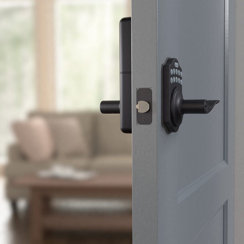 Amazon Basics Electronic Keypad, Keyless Entry Door Lock Deadbolt with Handle Set, Key Pad Front Door with Knob, Door Locks for Front Door, Door Handle, Matte Black, 1-Pack