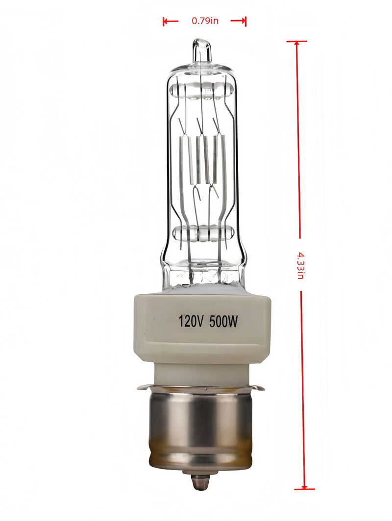 BTL 500W 120V Halogen Bulb T6 Bulb P28s Medium Prefocus Based Stage and Studio Replacement for Marine Searchlights,Fresnel Lights,Clear 2 Count (2 Packs of 1)