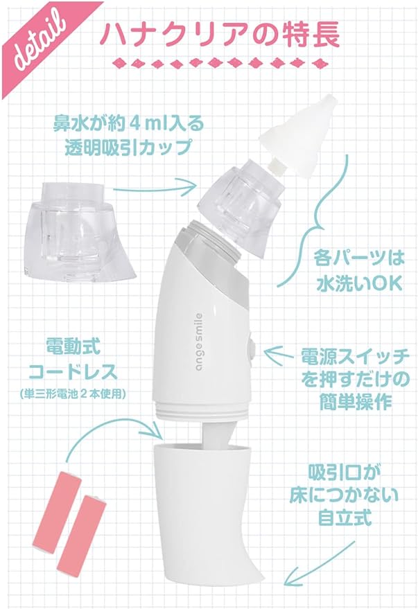Anju Smile AHC-100C Electric Nasal Suction Device, HanaClear Nose Aspirator, 0 Months and Up, Medical Device Certification - NewNest Australia