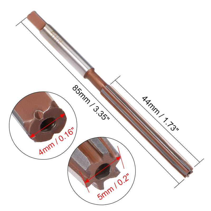 uxcell Hand Reamer 5mm Alloy Tool Steel H8 6 Straight Flutes Hand Milling Cutter Tool Metric Reaming Drill Bit for Metal