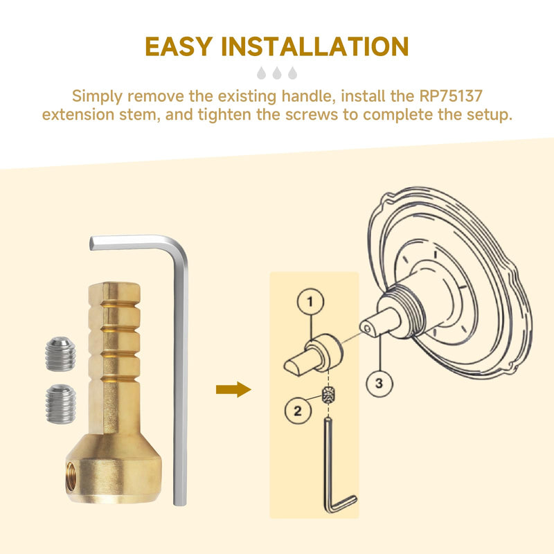 (2-Pack) RP75137 Shower Valve Extension Kit for 3 and 6 Setting Diverter Cartridges, for In-Wall Tub and Shower Faucets, includes brass extension rod, screws, and Allen key