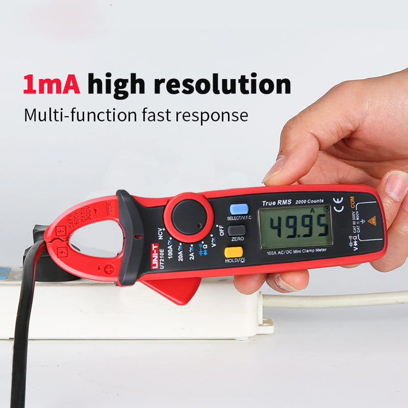 UNI-T UT210E Mini Digital Clamp Meter 100A AC DC Current Voltage True RMS Pliers Ammeter Resistance, Capacitance, Diode Tester Multimeter with Alligator Clip UT210-Combination