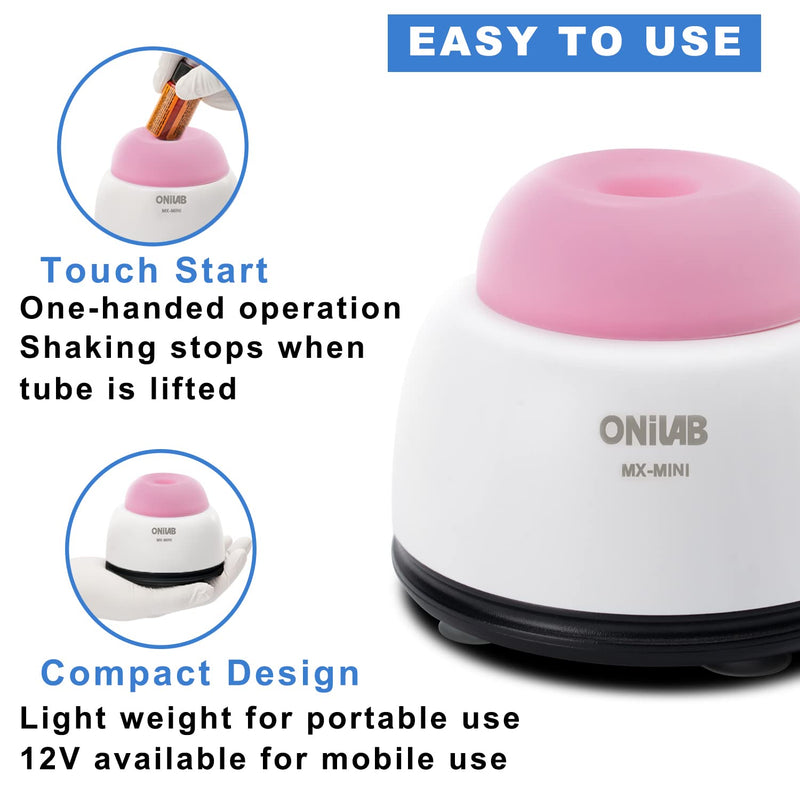 ONiLAB Mini Vortex Mixer with Touch Function, Lab Mixing, Nail Polish,Tattoo Ink,Eyelash Adhesives and Acrylic Paints Mixing, Lab Vortexer for Centrifuge Tubes and Test Tubes,Pink Pink