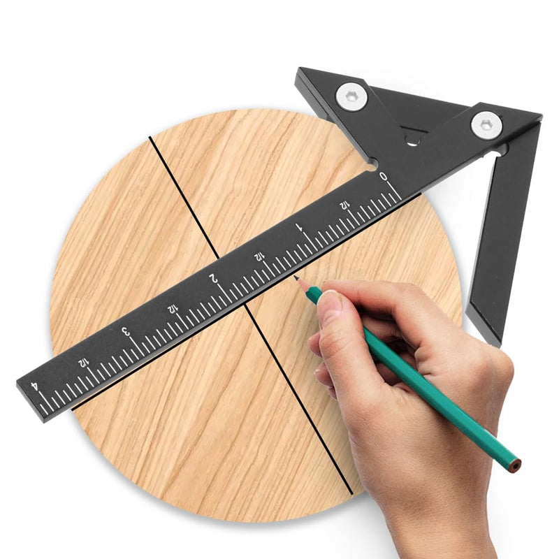 Aluminum Imperial Circle Center Positioning, 45/90 Degree Positioning Ruler, Right Angle Positioning, Centerline Positioning, Multi-Function Arrow Ruler, High-Precision Measuring Ruler,044BK Black(Imperial) - NewNest Australia