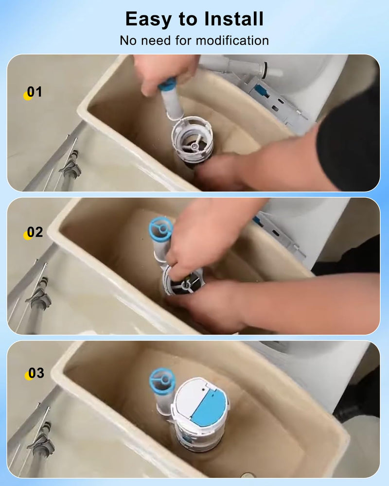 2-Inch Toilet Flush Valves, Dual Flush Valve Toilet Repair Kit Compatible with Two Piece Toilets Top Push Button Valve, 8" Height 2-Piece Toilet 8" Height