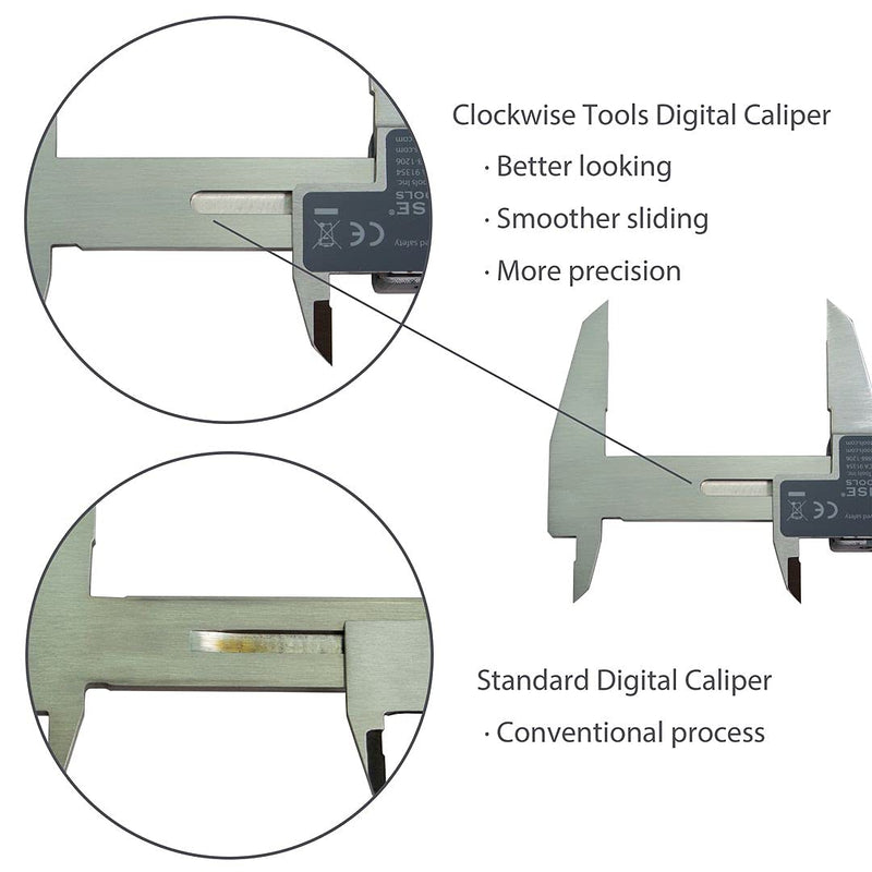 IP54 Grade Digital Caliper, DCLR-0605 0-6" /150mm, Inch/Metric/Fractions Conversion, Stainless Steel, Large LCD Screen 6inch