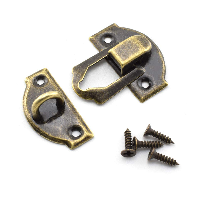 SDTC Tech 4-Pack Antique Bronze Decorative Hasp Retro Jewelry Box Latch with Matching Screws for Cabinet Drawer Wooden Crafts 4 Pack